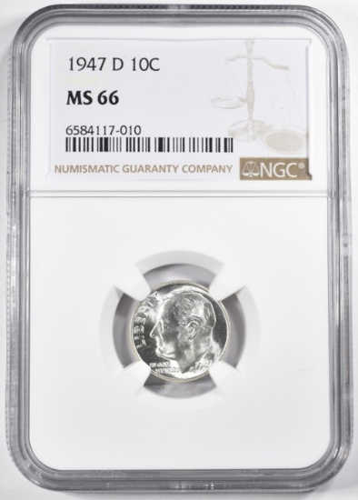 1947D ROOSEVELT DIME NGC MS66