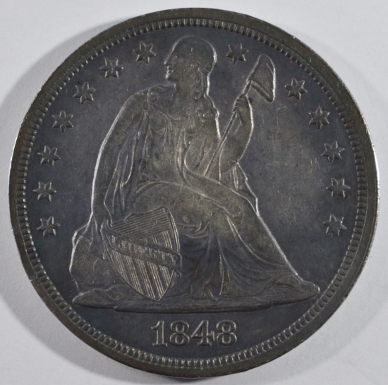 1848 SEATED LIBERTY DOLLAR CH AU