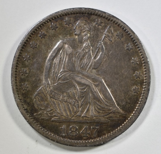 1847-O SEATED LIBERTY HALF DOLLAR CH AU