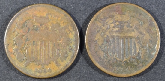 (2) 1864 TWO CENT PIECES CIR