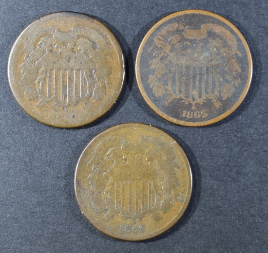 (3) TWO CENT PIECES GOOD