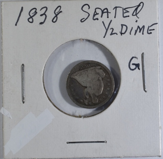 1838 SEATED LIBERTY HALF DIME G