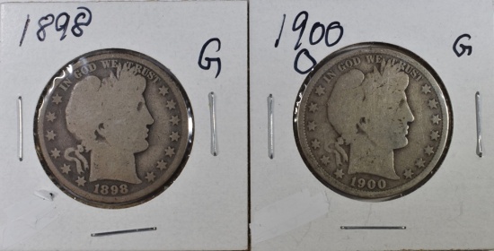 1898, 1900 O BARBER HALF DOLLARS GOOD