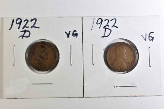 (2) 1922 D LINCOLN WHEAT CENTS VG