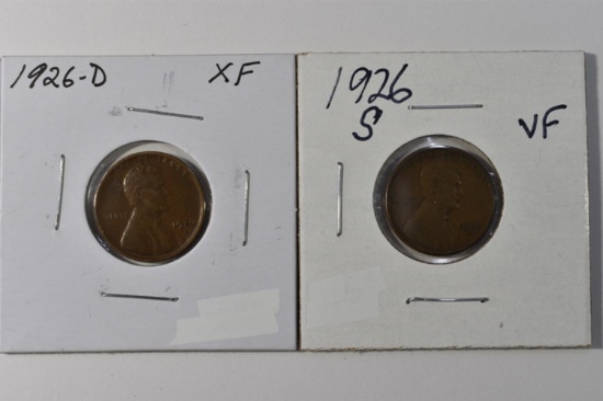 1926 D,S, LINCOLN WHEAT CENTS VF/XF
