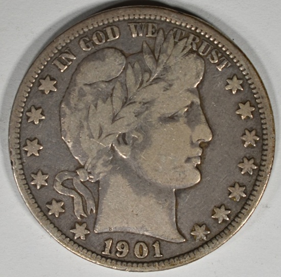 1901-O BARBER HALF DOLLAR VG/F