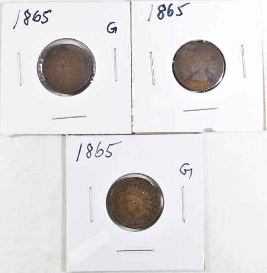 (3) 1865 INDIAN HEAD CENTS
