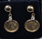 EARRING SET WITH $1 GOLD PIECES