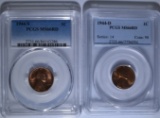 1944-D MS66 RD & 44-S MS66 RD WHEAT CENTS PCGS