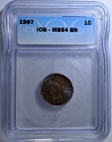 1907 INDIAN CENT ICG MS64 BN