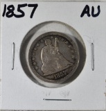 1857 SEATED LIBERTY QUARTER AU
