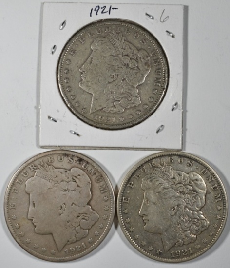 1921 P,P,D MORGAN DOLLARS G/VG