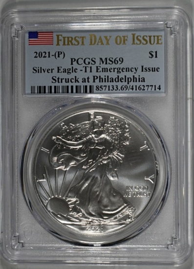 2021-(P) T-1 EMERG. ASE PCGS MS-69 1st DAY