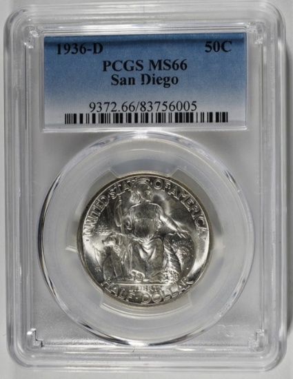 1936-D SAN DIEGO COMMEM HALF DOLLAR PCGS MS 66