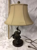 Metal Table Lamp with Herons