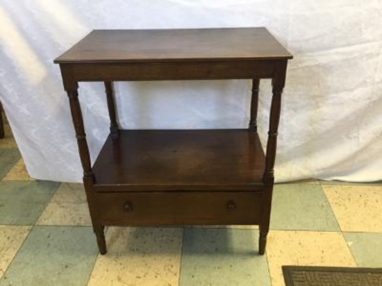 Old Walnut Side Table With Drawer