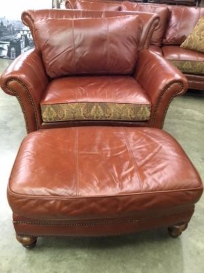 Leather Chair and Ottoman