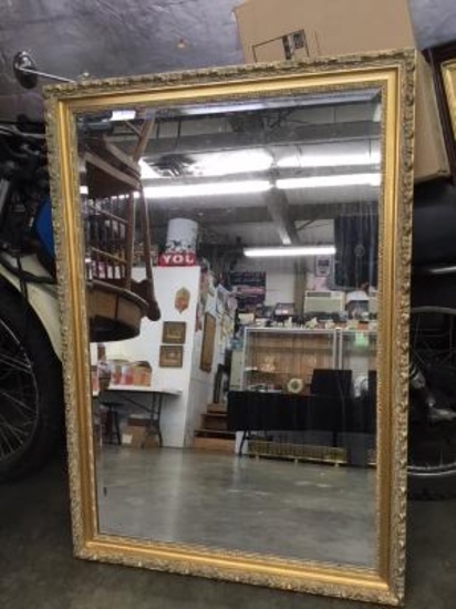 Gold Framed Beveled Mirror