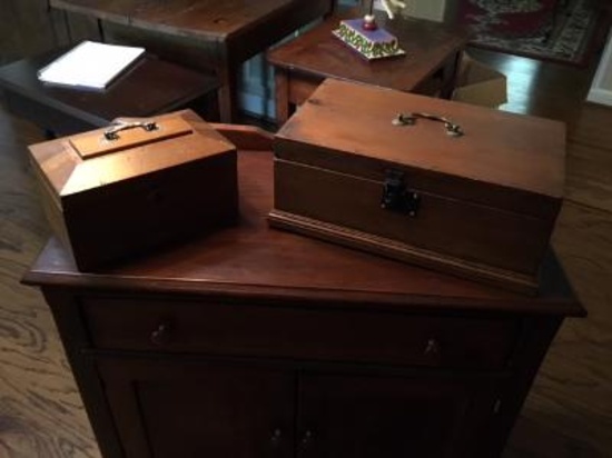 2 old wooden boxes