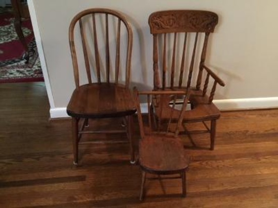 3 old childrens chairs
