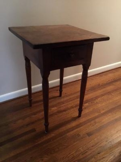Early pine table with drawer