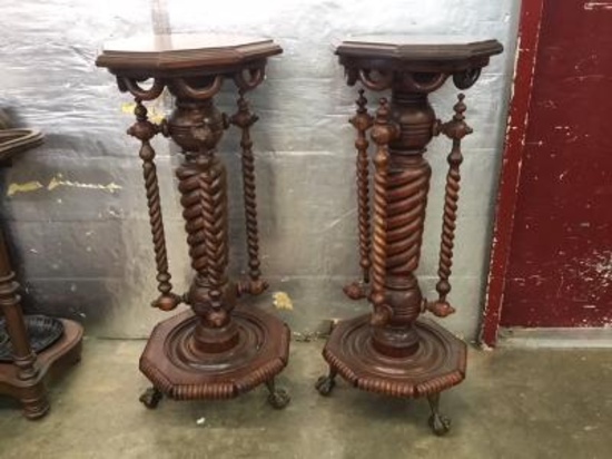 Pair Walnut Pedestals