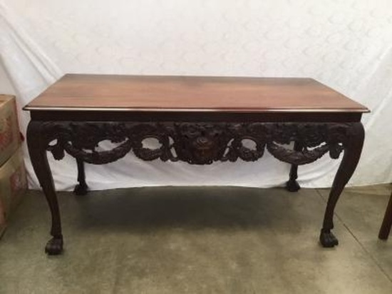 Heavily Carved Walnut Table