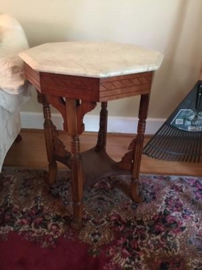 Walnut Marble Top Table