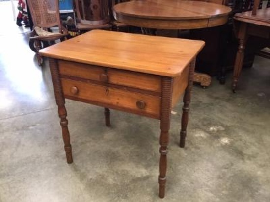 Pine Two Drawer Pegged Table