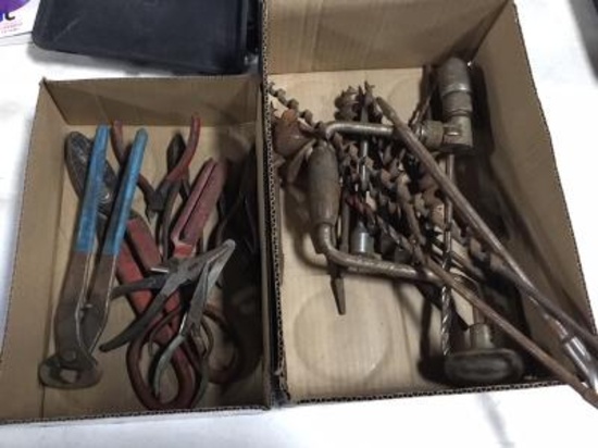 Brace and Bits with assorted pliers