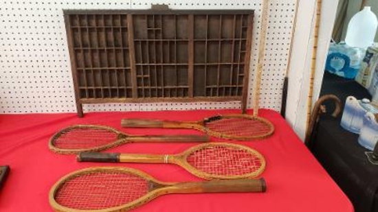 Printers Box and Old Tennis Racquets