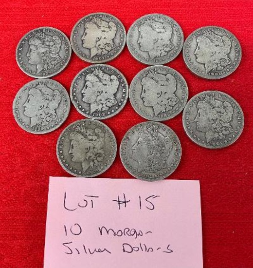 (10) Morgan Silver Dollars