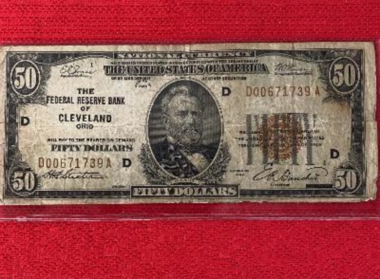 1929 Red Seal $50.00 Bill