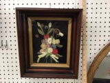 Walnut Shadow Box Framed Silk Flowers