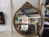 Round Gold Framed Mirror