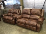 Pair of Leather Reclining Loveseats