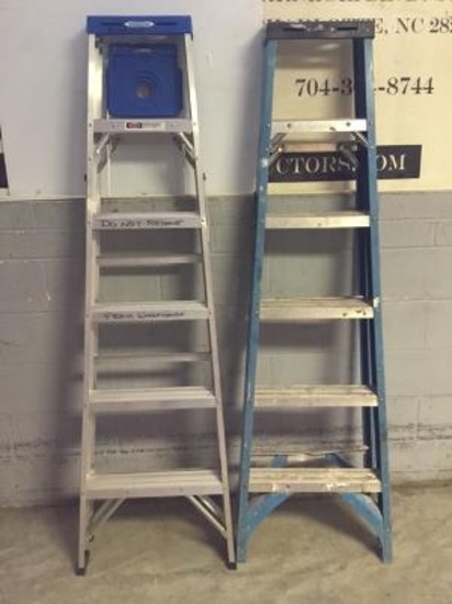 2 Werner 6ft Step Ladders (1 fiberglass, 1 aluminum)