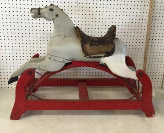 White Wooden Antique Rocking Horse
