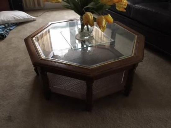 Octagonal Glass Top Coffee Table