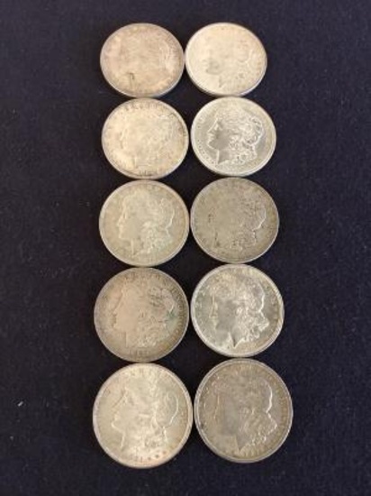 (10) 1921 Morgan Silver Dollars