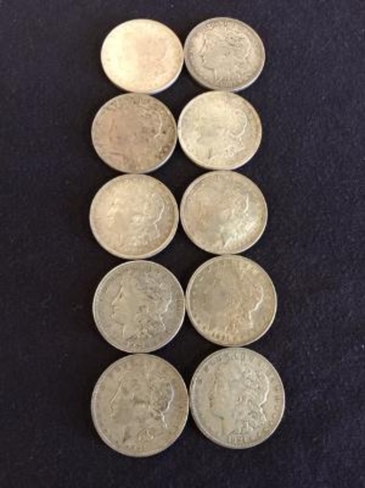 (10) 1921 Morgan Silver Dollars