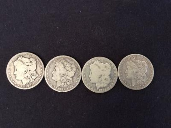 (4) 1901 Morgan Silver Dollars