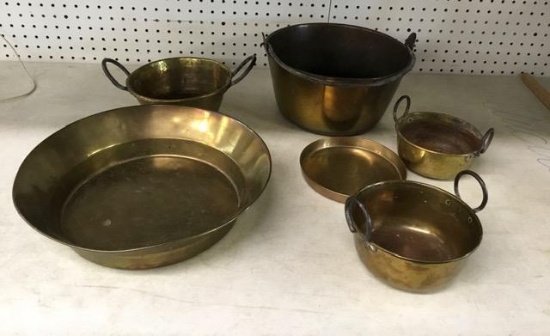 Brass Bucket and Bowls