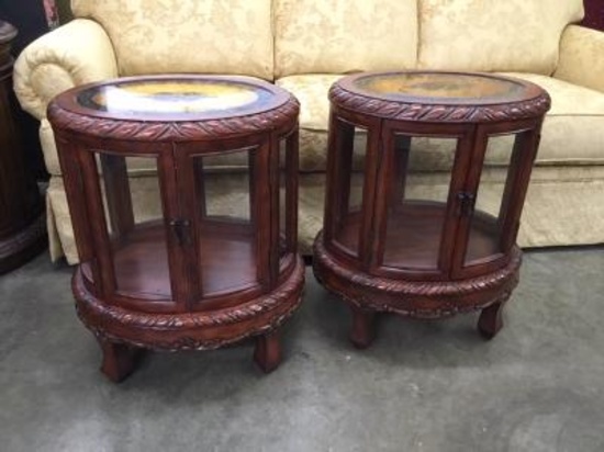 Pair Oval Display Tables