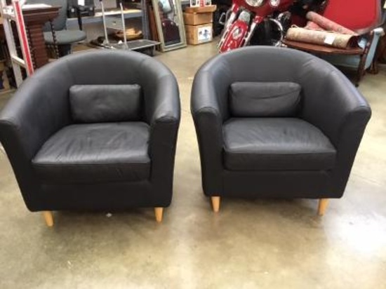 Pair Faux Leather Chairs