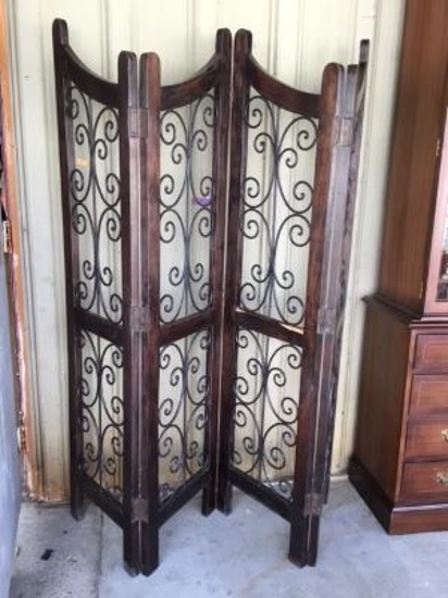 Wood and Metal Room Divider