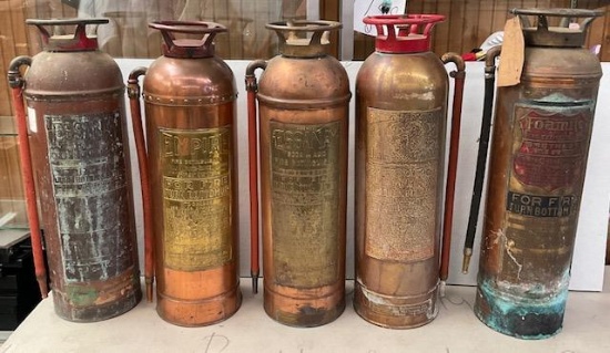 5 Antique Fire Extinguishers