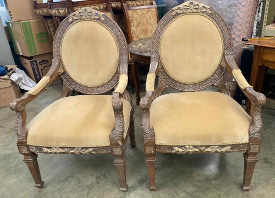 Pair Ornate Arm Chairs