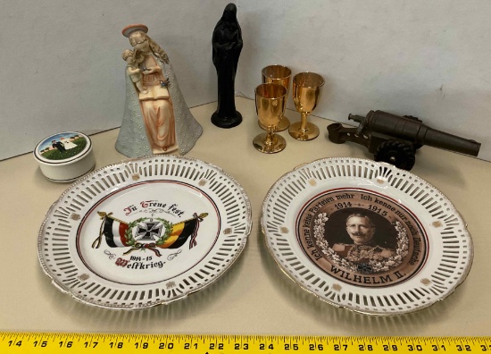 German Plates, Cannon, Figurines