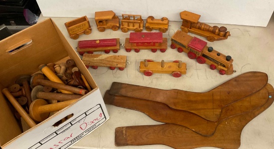 Wood Train, Spools, etc